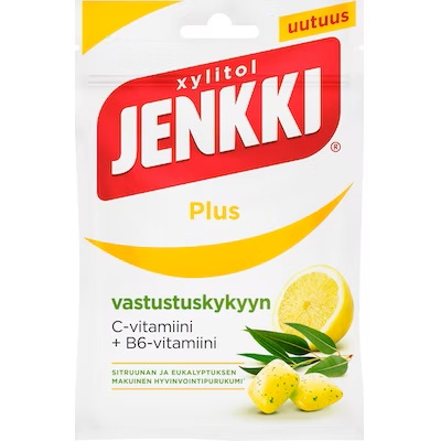 Jenkki Plus Lemon- Eucalyptus xylitol chewing gum 44g
